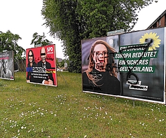 Beschmiert wurden unter anderem die Wahlplakate in Elmshorn am Wedenkamp. (Foto: Frank)