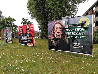 Beschmiert wurden unter anderem die Wahlplakate in Elmshorn am Wedenkamp. (Foto: Frank)