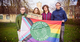 Rufen zum Klimastreik auf: Liv Richter (von links), Hanna Werner, Sven-David Breuß und Björn Hildebrand. (Foto: FFF Elmshorn)