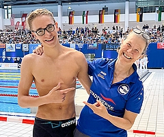 Der neue Jahrgangsmeister und seine Trainerin: Johannes Liebmann und Carmen Braun. (Foto: EMTV)