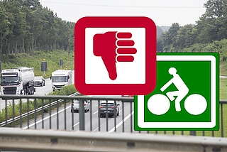 Absage aus Schleswig: Die Fahrrad-Demonstranten dürfen die A23 am 2. Juni nicht nutzen. (Quelle: Pixabay/Strandmann, Montage: Frank)