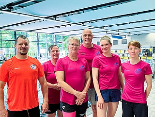 Bewiesen Leistung in Hamburg: Marcin Polomski (von links), Marta Stepanek-Thebes, Corinna von Appen-Wehde, Bernd Polfuhs, Julia Graupner und Romina Vitale. (Foto: Schwimm-Zentrum Elmshorn)