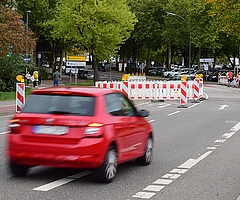 Der Verkehr kann in Richtung Buttermarkt fließen, aber nicht in der Gegenrichtung. (Foto: Frank)