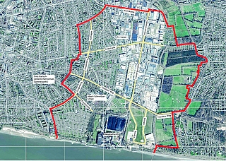 Der rot umrandete Bereich zeigt das Evakuierungsgebiet. (Quelle: Polizeidirektion Bad Segeberg)