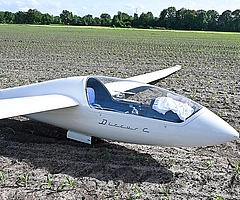 Das Segelflugzeug landete in Seeth-Ekholt auf einem Feld nördlich der Ekholter Au im Karkhorst. (Foto: Polizei)