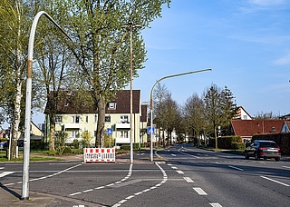 Die Ampelanlage an der Kreuzung Reuterstraße, Theodor-Storm-Allee, Schanzenstraße, Eggerstedtsberg wird auf digitale Technik umgerüstet. (Foto: Frank)